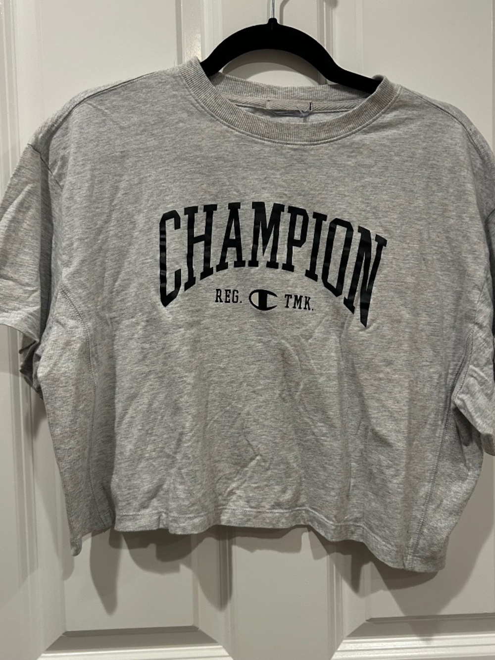 Champion Gray Cropped Oversized Graphic T Shirt Women’s Medium Large